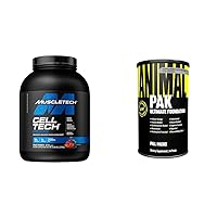 Cell-Tech Creatine Powder Bundle with Animal Pak Vitamin & Supplement Pack - 6 lbs Creatine with 44 Count Vitamins