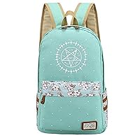 Black Butler Anime Floral Dot Canvas Backpack Book Bag Casual Daypack Rucksack Green / 5