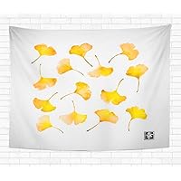 Tapestry Yellow Gingko Leaves on White Backrground Traditional Japanese Ink 60x80 Inches Home Decorative Wall Hanging Tapestries for Living Room Bedroom Dorm