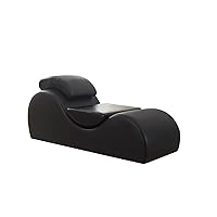 US Pride Furniture Yoga Collection Modern Faux Leather Curved Chaise Lounge Chair for Bedroom or Living Room-Ideal for Stretching, Relaxation, and Comfort-Includes Cushions, Regular, Black