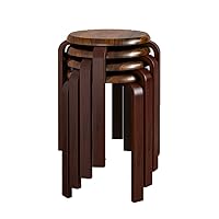 Minimalist Fashion Creative 4 Pack Stackable Dining Stool Chair Solid Wood Stool Low Stool Small Bench for Dining/Kitchen/Home Living Roomcasual/Walnut