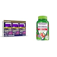 GoodSense Omeprazole Delayed Release Tablets 20mg Acid Reducer 14ct Pack of 3 & Vitafusion Melatonin Gummy Supplements 10mg 50 Day Supply 100 Count