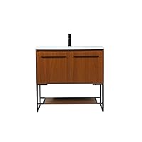 36 inch Single Bathroom Vanity in Teak