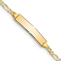 Jewels By Lux Engravable Personalized Custom 10K Yellow Gold Figaro Link ID Bracelet For Men or Women Length 7 inches Width 5 mm With Lobster Claw Clasp