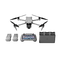 Air 3 Fly More Combo with DJI RC 2, Drone with Camera 4K, Dual Primary Cameras, 3 Batteries for Extended Flight Time, 48MP Photo, 20Km Max Video Transmission, FAA Remote ID Compliant