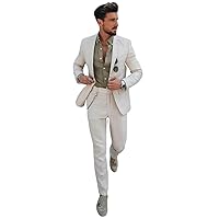 Men's Linen Two Pieces Suit Two Buttons for Casual Shopping The Active Series Outfit