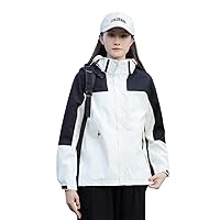 Nesseo Women's Windbreaker Mountain Jacket, Loose, Spring, Autumn and Winter Clothing, Lightweight, Water Repellent, Windproof, Hooded (Removable), Large Size, Outerwear, Casual, Fashion