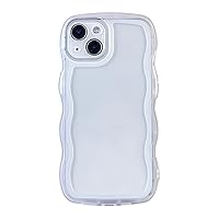 Compatible with iPhone 13 Mini Clear Case,Cute Solid Color Curly Wave Frame Transparent Soft Silicone Anti-Scratch Shockproof Protective Slim Case for Women Girls-White
