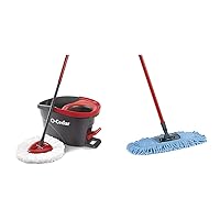 O-Cedar EasyWring Microfiber Spin Mop, Bucket Floor Cleaning System, Red, Gray & Dual-Action Microfiber Sweeper Dust Mop