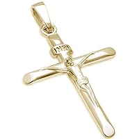13430 Yellow Gold Plated Solid Jesus Cross .925 Sterling Silver Pendant
