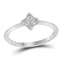 The Diamond Deal Sterling Silver Womens Round Diamond Simple Square Cluster Ring .01 Cttw