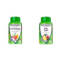 Chewable Calcium Gummy Vitamins for Bone and Teeth Support & Vitamin D3 Gummy Vitamins for Bone and Immune System Support