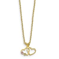 13.55mm 10k Tri color Black Hills Gold Double Love Heart Necklace 18 Inch Jewelry for Women