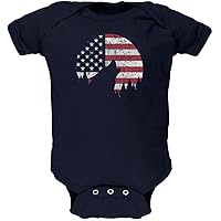 4th Of July Wolf Silhouette Flag Moon Soft Baby One Piece