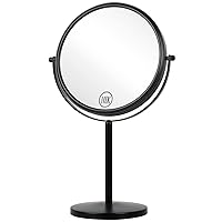 ALHAKIN 10x Magnifying Makeup Mirror, 8 Inch Tabletop Mirror Double Sided with Magnification, Swivel Make Up Mirror for Bathroom, Black