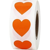 Orange Heart Stickers Valentine's Day Crafting Scrapbooking 0.75 Inch 500 Adhesive Stickers