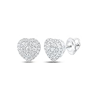 The Diamond Deal 10kt White Gold Womens Round Diamond Cluster Earrings 1 Cttw