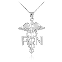 Sterling Silver Registered Nurse RN Medical Necklace - Pendant/Necklace Option: Pendant With 16