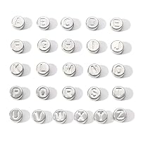 Adabus 1 Bag CCB Plastic Beads Flat Round with Letter A~Z Platinum 7x4mm Hole: 1.4mm About 100pcs/bag