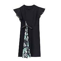 Women's Summer Dresses Ladies Dress Womens Casual Beach Mini A Line Soft and Beautiful Dress(Black,4X-Large)