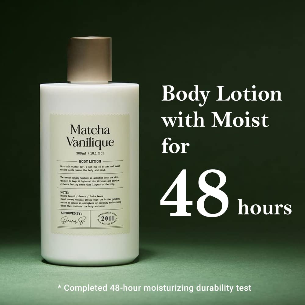 Derma B Narrative Body Lotion #Matcha Vanilique | Daily Moisturizing Perfumed Body Milk| Long-Lasting Scent & Moisture| Non-Sticky Creamy Lotion| Aroma & Healing for Skin| Kbeauty, 300ml 10.1 Fl Oz