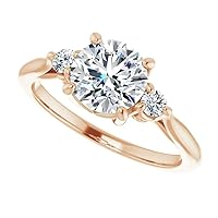10K Solid Rose Gold Handmade Engagement Ring 2 CT Round Cut Moissanite Diamond Solitaire Wedding/Bridal Ring for Women/Her, Best Gift for Wife