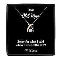 Funny Old Man I'm Sorry Necklace Apologize Gift For What I Said When I Was Hungry Witty Pun Pendant Sterling Silver Chain With Box
