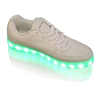 Women's LED Lighted Luminous Couple Casual Shoes Sneakers for Christmas Cosplay Party (US6) White
