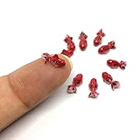 10pcs Artificial Animal Accessories Clay Goldfish Packs Miniature Figurine Mini Decorative for DIY Ornament Craft DIY Dollhouse Red with White Color