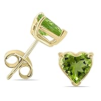 5MM Heart Shape Natural Gemstone Earrings in 14K White Gold and 14K Yellow Gold (Available in Amethyst, Garnet, Tanzanite, and More)