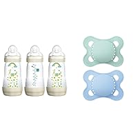 MAM Easy Start Anti-Colic Bottle, Baby Essentials, Medium Flow Bottles with Silicone Nipple & Original Matte Baby Pacifier, Nipple Shape Helps Promote Healthy Oral Development