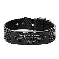 To My Sister Inspirational Black Shark Mesh Bracelet, Don't let fear hold you back, Supporting Birthday Unique Gifts for Sister from Brother