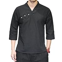 Mens Chinese Style Hemp Shirt Linen Tang Suit Hanfu Retro Stand-Up Collar Zen Clothes Harajuku Tops Men Clothing