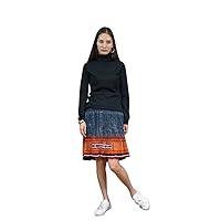 100% Hand Woven Embroidered Plaid Pleated Skirt One of A Kind Boho Women Vintage Dress #132