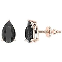 Beautiful Pear Shaped CZ Black Diamond Solitaire Fashion Party Wear Stud Earring For Women's & Girls .925 Sterling Silver
