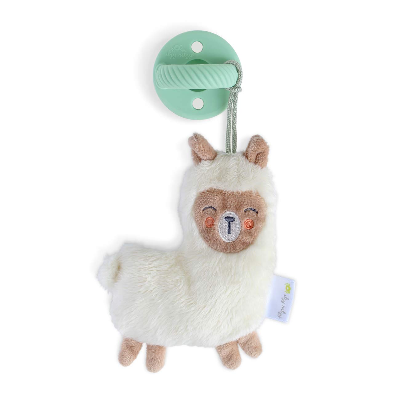 Itzy Ritzy Pacifier & Lovey Set; Detachable Plush Llama & Coordinating Mint Silicone Pacifier; Ideal for Ages 0 Months & Up, Llama