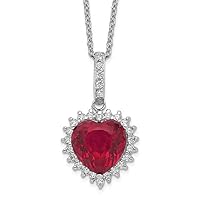 Cheryl M SS Rhodium Plated 100-facet Created Ruby & CZ 18in Necklace