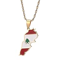 Liban Map Flag Pendant Necklace Lebanon Maps Chain Necklaces Women Men Jewelry