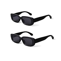 Black Rectangle Sunglasses Women Trendy Retro Sunglasses 90s Vintage Cute Sunglasses UV400 Protection