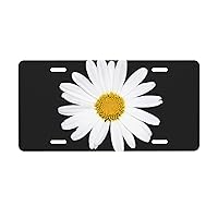 White Daisy Floral License Plate Covers Decorative Metal Car Front License Plate Vanity Tag for Women Men, 6x12 Inch (with 4 Pre-Drill Hole)