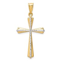 JewelryWeb Gold Cross Pendant - Two-Toned Diamond-Cut Gold Cross - Necklaces for Women and Men - Gold Cross Necklace 14k - Religious Jewelry - Catholic Necklace