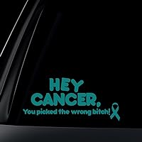 Teal Ribbon You Picked Wrong Bitch Ovarian Cancer Car Decal/Sticker