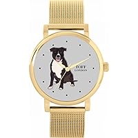 Staffordshire-Terrier Dog Watch Ladies 38mm Case 3atm Water Resistant Custom Designed Quartz Movement Luxury Fashionable