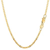 The Diamond Deal Unisex 10k SOLID Yellow Gold 2.3mm Shiny Mens Mariner-Link Chain Necklace or Bracelet Bangle for Pendants and Charms with Lobster-Claw Clasp (7
