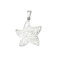 925 Sterling Silver Polished Stellux Crystals Star Pendant Necklace Jewelry for Women