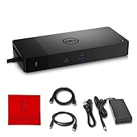 Dell WD22TB4 Thunderbolt Docking Station Bundle - 1 Year Warranty - Dell Docking Station with 180W AC Adapter, HDMI Cable, DisplayPort Cable & Microfiber Cleaning Cloth