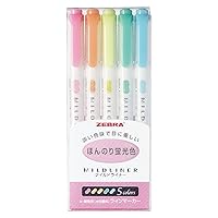  ZEBRA MILD LINER, Double Sided Highlighter Noble Color, 5 Set  (WKT7-5C-NC) : Office Products