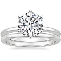 Moissanite Star Moissanite Ring Round 4 CT, Moissanite Engagement Ring, Moissanite Bridal Ring Sets, Colorless Moissanite Eternity Sterling Silver Rings, Promise Gift for Wife