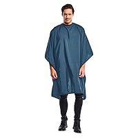 Betty Dain Premier Barber Cutting/Styling Cape, Black Trim Piping, High-end Look, Soft, Lightweight, Water Resistant Nylon, Repels Hair, Snap Closure at Neck, Generous 54 x 60 inch Size, Navy