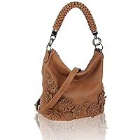 Redfox Womens Braided Handle Strap 3D Effect Floral Hobo Tote Bag/Shoulder Handbag